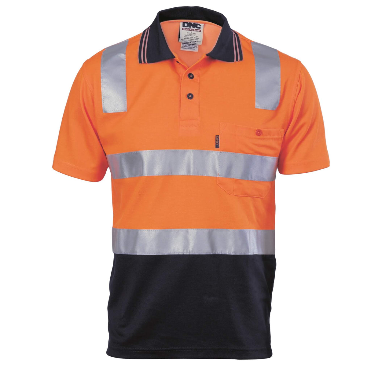 3817 Cotton Back HiVis Two Tone Polo Shirt Taped- Short sleeve