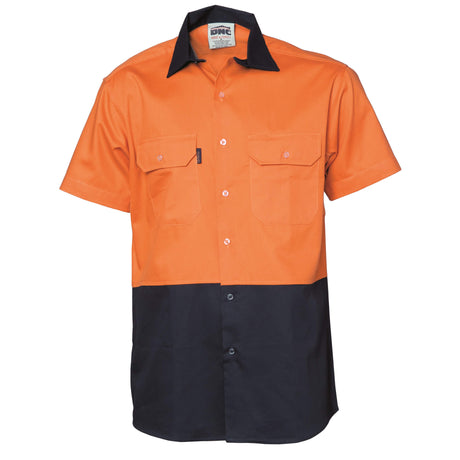 3831 HiVis Two Tone Cotton Drill Shirt Short Sleeve