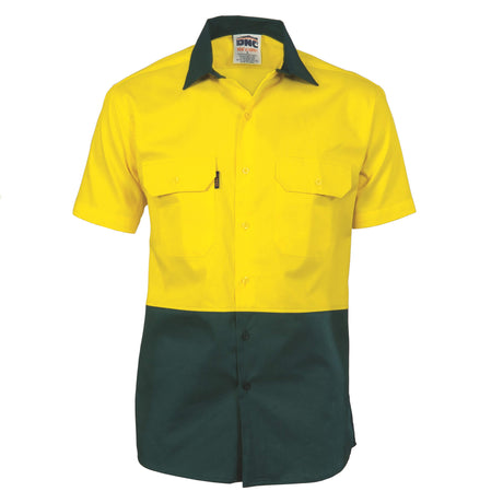 3831 HiVis Two Tone Cotton Drill Shirt Short Sleeve - Embroidered