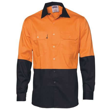 3832 HiVis Two Tone Cotton Drill Shirt Long Sleeve