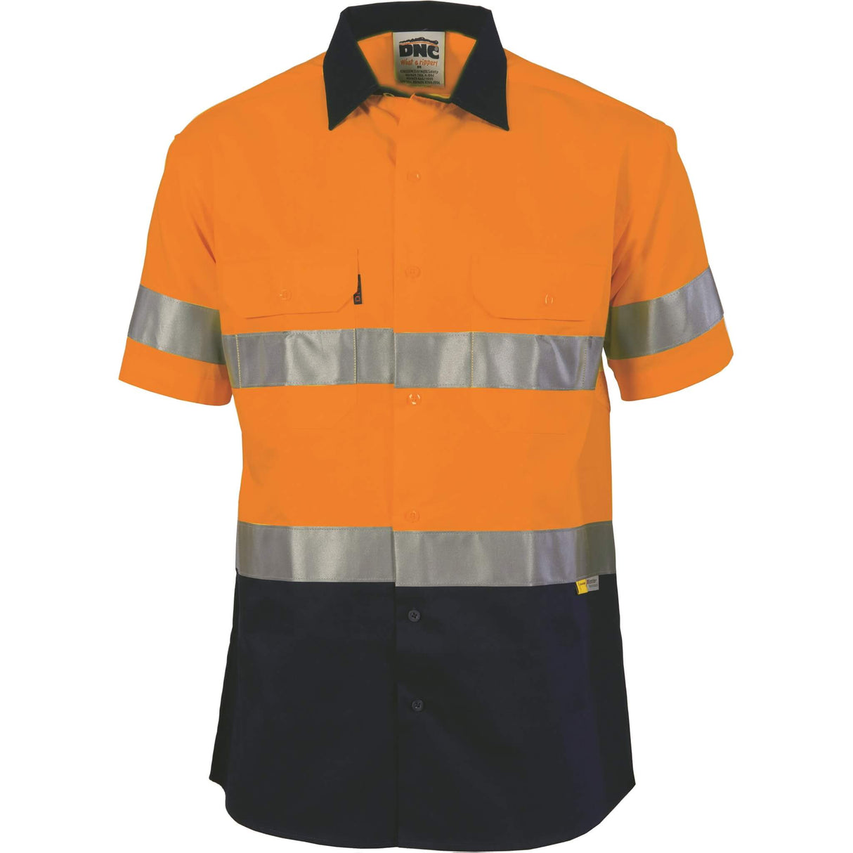 3833 HiVis Two Tone Drill Shirt With 3M Tape Short Sleeve - Embroidered