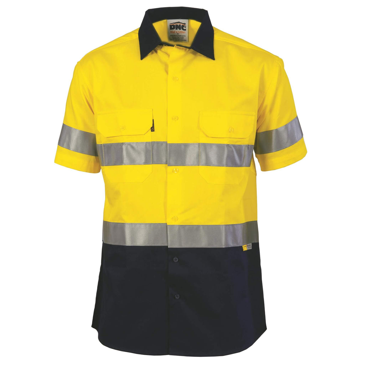 3833 HiVis Two Tone Drill Shirt With 3M Tape Short Sleeve - Embroidered