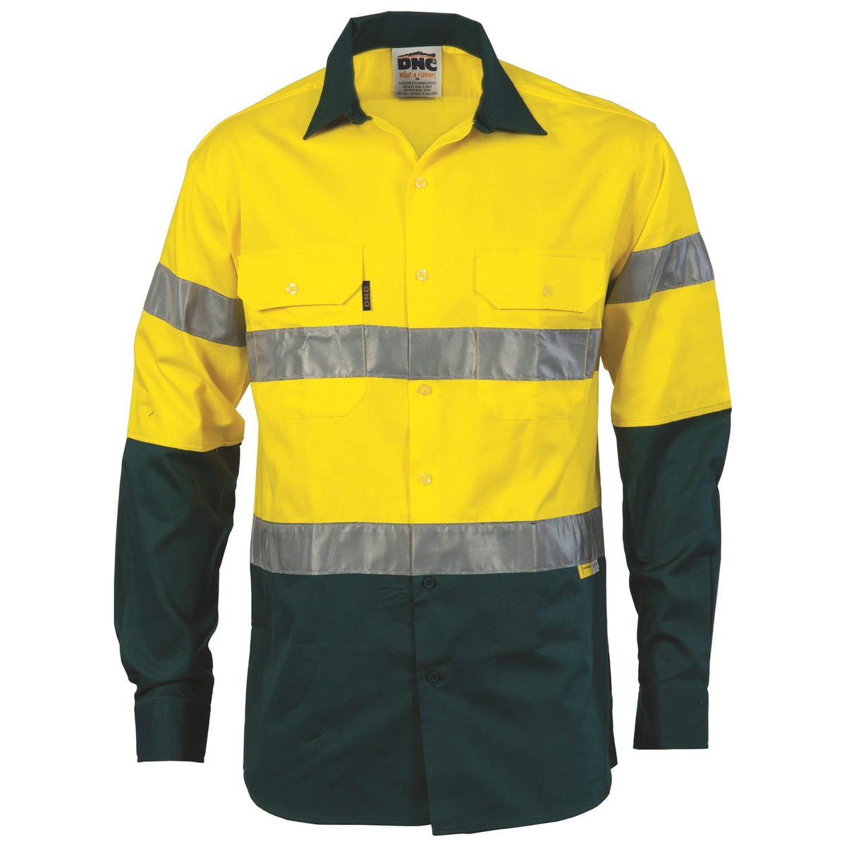3836 HiVis Two Tone Drill Shirt With 3M Tape Long Sleeve - Embroidered