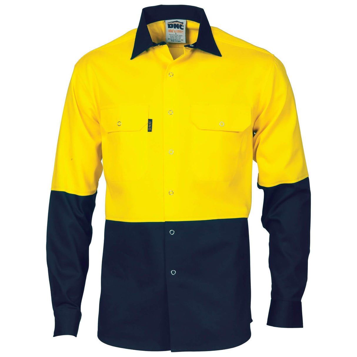 3838 Two Tone Drill Shirt with Press Stud - Embroidered