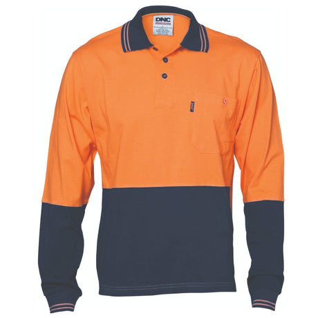 3846 HiVis Cool-Breeze Cotton Jersey Polo Shirt - Long Sleeve