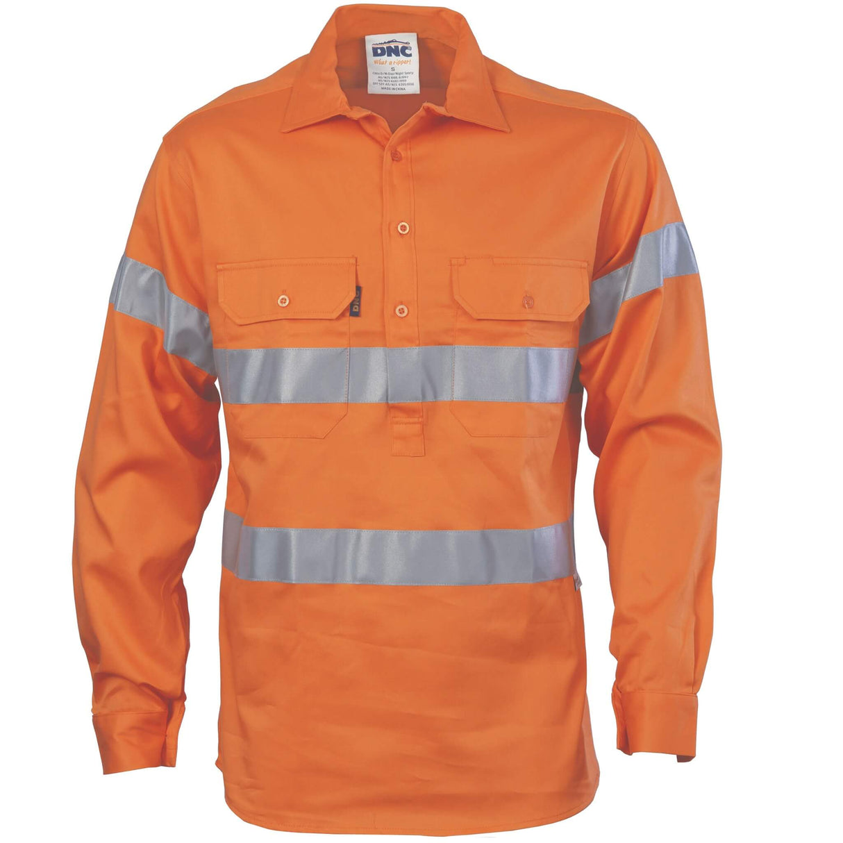 3848 HiVis Close Front Cotton Drill Shirt With 3M Tape
