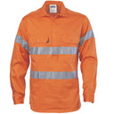 3848 HiVis Close Front Cotton Drill Shirt With 3M Tape