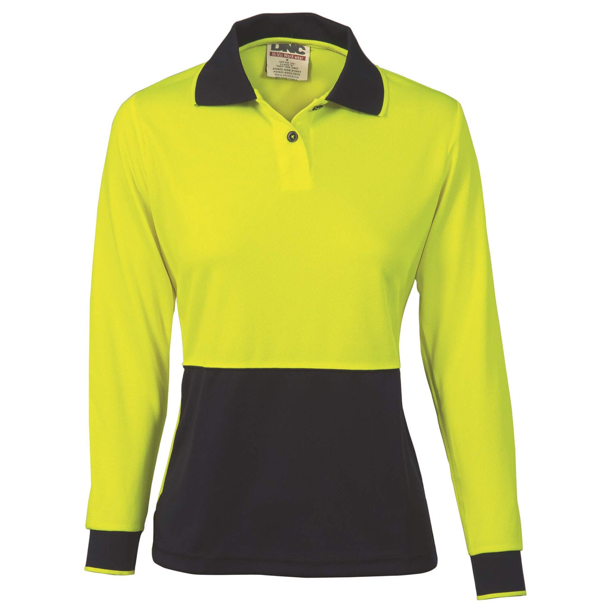 3898 Ladies HiVis Two Tone Polo - Long Sleeve
