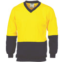 3922 HiVis Two Tone Cotton Fleecy Sweat Shirt V-Neck