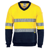 3924 Hi Vis Two Tone Cotton Fleecy Sweat Shirt Taped