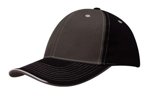 Headwear Brushed Heavy Cotton Two Tone Cap With Contrasting Stitching And Open Lip Sandwich (4053)