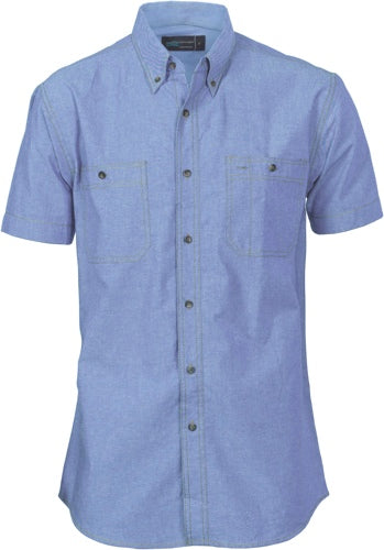4101 Cotton Chambray Shirt Twin Pocket Short Sleeve