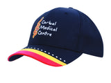 Headwear Breathable Poly Twill With Multi Colored Printed Peak (4219)