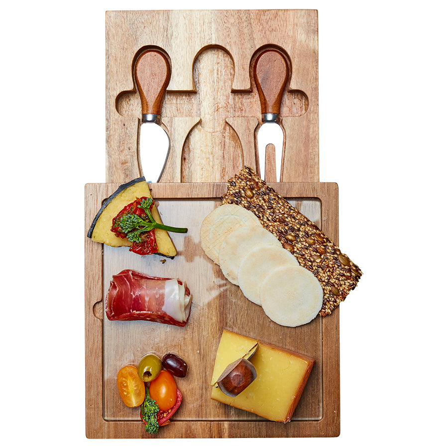 Braemar Glass Cheese Board & Knife Set - Engraved