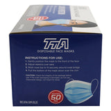 Blue 3-Ply Disposable Face Masks - 50 in a box