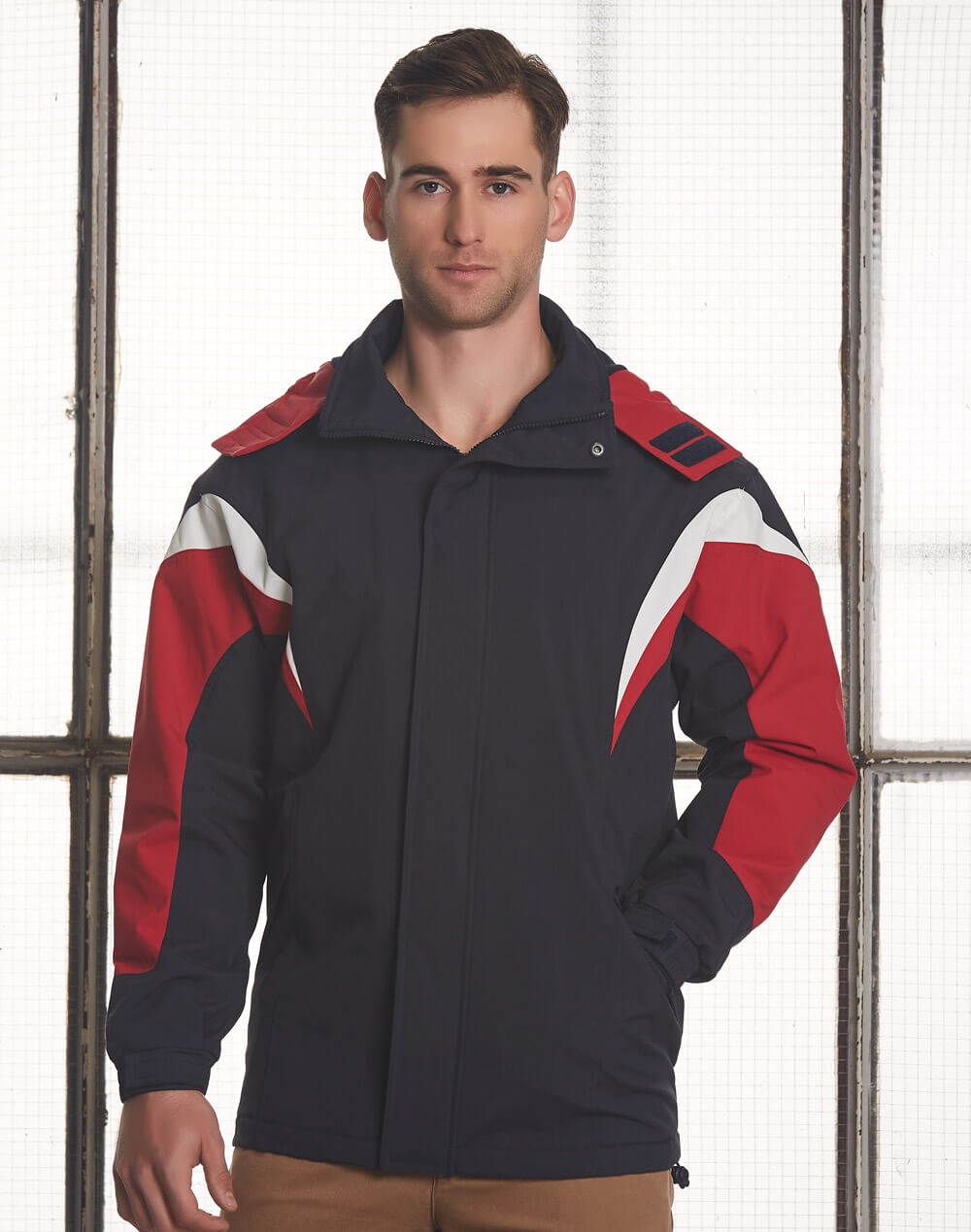 JK28 Bathurst Tri-Colour Jacket With Hood Unisex