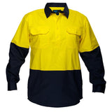 MC801 Hi-Vis Lightweight Long Sleeve Closed Front Shirt - dixiesworkwear