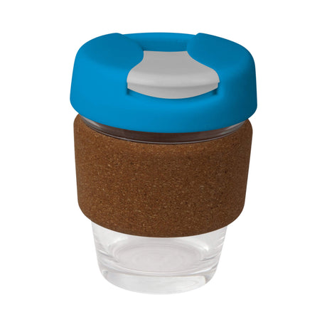 Karma Glass Kup Cork Band Plastic Lid 235ml - Printed