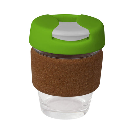 Karma Glass Kup Cork Band Plastic Lid 235ml - Printed