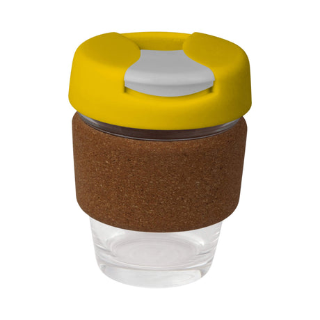 Karma Glass Kup Cork Band Plastic Lid 235ml - Printed