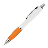 Kara Rubberised Grip White Barrel Pen - Printed